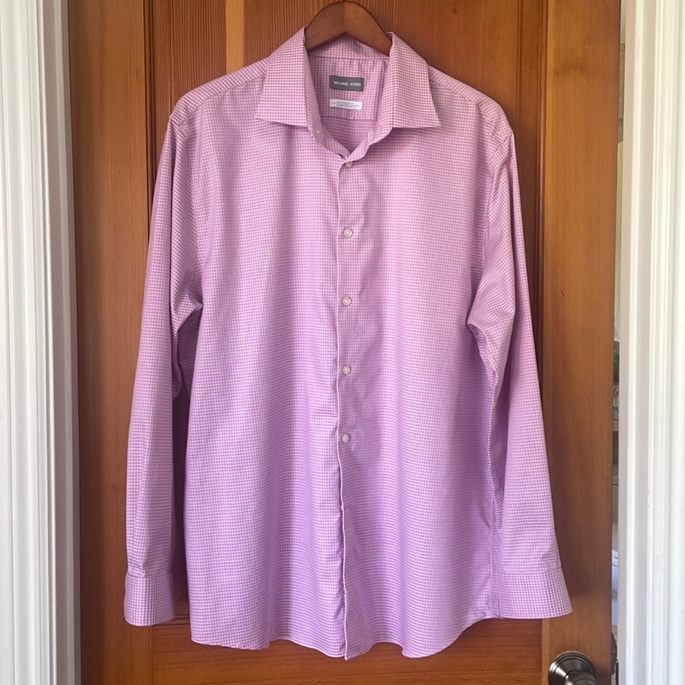 Michael Kors Airsoft Stretch Non-Iron Shirt, size 17 1/2, 34/35